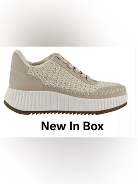 Dolce Vita Beige Woven Platform Sneakers